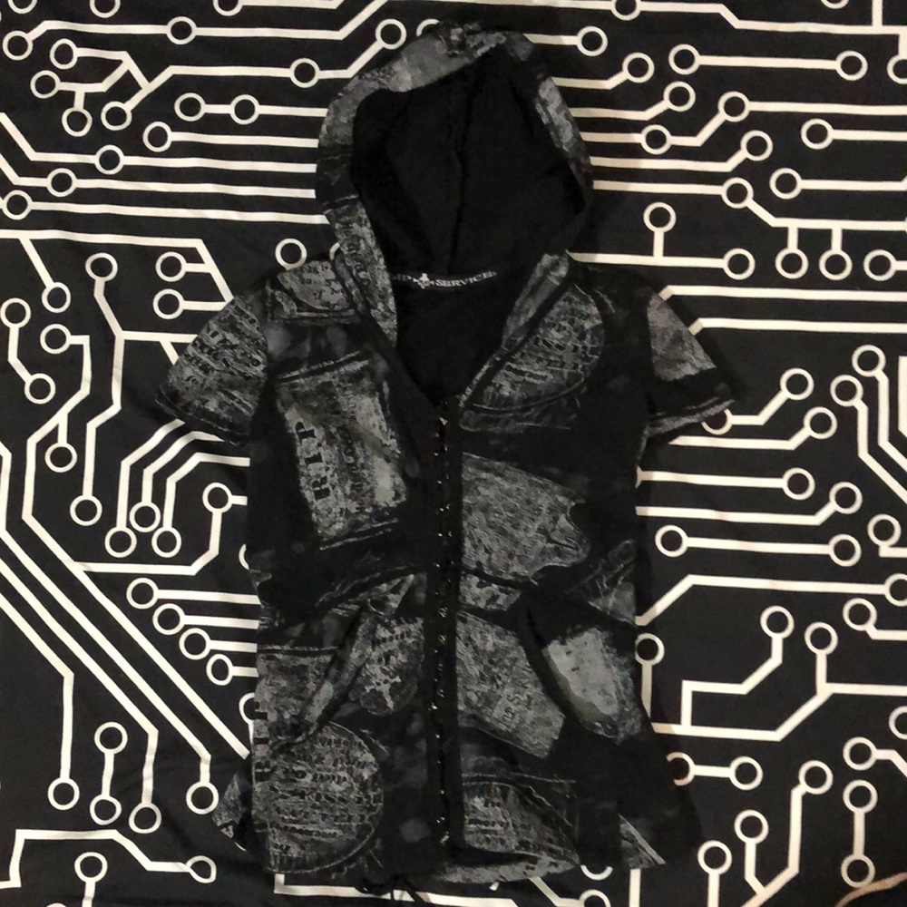 Lip Service tombstone lace hook and eyelet top goth gothabilly cybergoth metal